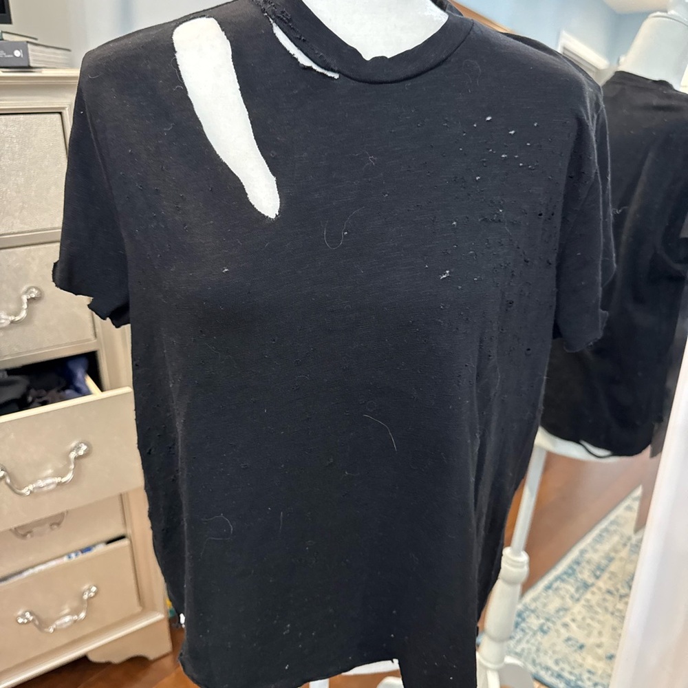 AMIRI Black Distressed Short Sleeve Tee